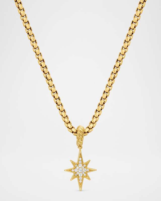 North Star Pendant with Diamonds in 18K Gold, 15mm